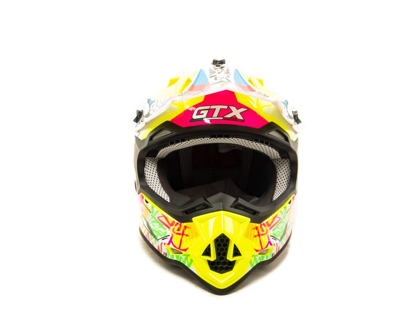 Шлем мото кроссовый GTX 632S №1 (S) FLUO YELLOW / RED BLUE детский (49-50)